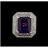 Image 2 : 14KT White Gold 11.14 ctw Amethyst and Diamond Ring