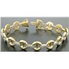 Image 2 : NEW 7" 14K Yellow Gold Buckle & Pave Round Diamond White Gold Bar Link Bracelet