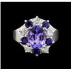 Image 2 : 14KT White Gold 2.48 ctw Tanzanite, Sapphire and Diamond Ring