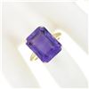 Image 3 : 14K Yellow Gold 9.50 ctw Large Amethyst Prong Emerald Cut Solitaire Cocktail Rin