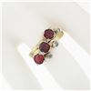 Image 3 : Antique Victorian 14k Yellow Gold 2.15 ctw Old Cut Garnet & Diamond Milgrain Rin