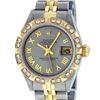Image 1 : Rolex Ladies 2T Yellow Gold & Stainless Steel Gray & Pyramid Diamond Wristwatch