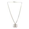 Image 1 : Chanel Silver CC Logo Rhinestone Necklace