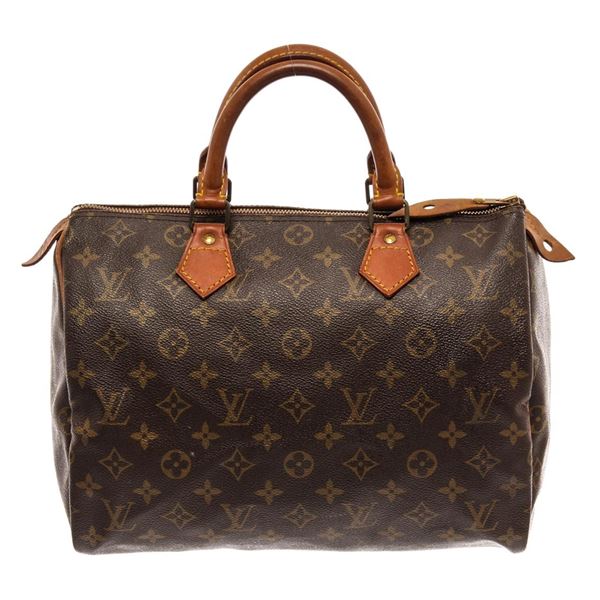 Louis Vuitton Brown Monogram Canvas Leather Speedy 30 Satchel Bag