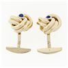 Image 5 : Men's Solid 14k Yellow Gold Sapphire Trinity Infinity Love Knot Heavy Cufflinks