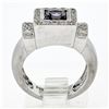 Image 9 : 14K White Gold 1.65 ctw Princess Iolite Bezel Solitaire Diamond Halo Brushed Rin