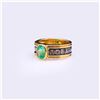 Image 2 : 18K Yellow Gold Emerald & Diamond Ring by Carlo Rici