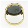 Image 6 : Vintage 14K Gold Round Bezel Carved Hematite Intaglio Knight Twisted Wire Ring