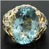 Image 6 : 14k Gold & Platinum 19.49 ctw Large GIA Aquamarine & Diamond Basket Weave Ring