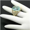 Image 7 : 14k Gold & Platinum 19.49 ctw Large GIA Aquamarine & Diamond Basket Weave Ring