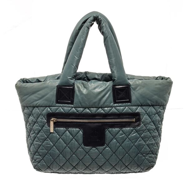 Chanel Blue Quilted Nylon Cocoon Front Zipped Tote Bag