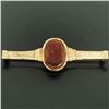 Image 1 : Antique Victorian 15k Solid Rosy Yellow Gold Carved Carnelian Bar Pin Brooch
