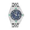 Image 1 : Rolex Ladies Quickset Stainless Steel Blue Roman 18K White Gold Diamond & Emeral