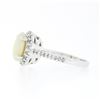 Image 5 : NEW 14K White Gold Oval Cabochon Opal Solitaire Round Diamond Halo Cluster Ring