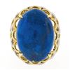Image 3 : Vintage 18K TT Gold Cabochon Lapis Lazuli Textured Crescent Large Cocktail Ring