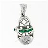 Image 1 : 18K White Gold .36 ctw Emerald Diamond Engraved Fancy Baby Girl Shoe Charm Penda
