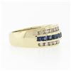 Image 5 : 14K Yellow Gold 1.37 ctw Blue Square Step Channel Set Sapphire & Diamond Band Ri