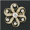 Image 2 : Antique Victorian 18k Gold 1.97 ctw Old European Diamond Swirl Flower Pin Brooch