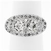 Image 1 : Antique Art Deco 14K White Gold 1.45 ctw 2 Old European Diamond Pave Cluster Rin