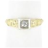 Image 1 : Antique 14k TT Gold 0.10 ctw Old Mine Cut Diamond Solitaire Petite Promise Ring