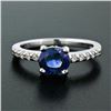 Image 2 : NEW 14K White Gold 1.30 ctw GIA Oval Sapphire Solitaire & Diamond Engagement Rin