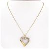 Image 1 : 10k Yellow Gold 16" .60 ctw Round Prong Set Diamond Open Heart Pendant Necklace
