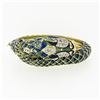 Image 1 : Vintage 18k Gold 0.75 ctw Diamond Green & Blue Enamel Snake Dragon Bangle Bracel