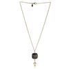 Image 1 : Chanel Gold-tone Metal with Enamel and Faux Pearl Drop CC Pendant Necklace