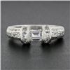 Image 2 : Vintage Platinum 1.35 ctw Floating Diamond w/ Accents Hand Engraved Work Band Ri