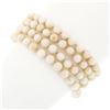 Image 4 : Vintage 14k Gold Large Angel Skin Coral 4 Strand 5.2-5.7mm Bead Wide Bracelet