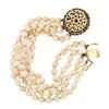 Image 7 : Vintage 14k Gold Large Angel Skin Coral 4 Strand 5.2-5.7mm Bead Wide Bracelet