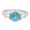 Image 1 : NEW 18k White Gold 3.91 ctw Oval Brilliant Blue Zircon Diamond Accents Ring Sz 6