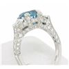 Image 6 : NEW 18k White Gold 3.91 ctw Oval Brilliant Blue Zircon Diamond Accents Ring Sz 6