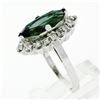 Image 9 : Vintage 14K White Gold 2.72 ctw Marquise Cut Green Tourmaline & Diamond Halo Rin
