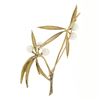 Image 3 : Antique 18K Yellow Gold Pearl Diamond Florentine Finish Large Flower Brooch Pin