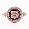 Image 1 : 1.02 ctw CENTER Diamond and 0.69 ctw Ruby Platinum Ring (1.23 ctw Diamonds)