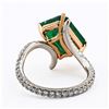 Image 3 : 4.86 ctw Emerald and 0.74 ctw Diamond 14K White and Yellow Gold Ring