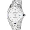 Image 2 : Rolex Mens Stainless Steel Silver Index Diamond & Sapphire 36MM Datejust Wristwa