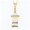 Image 6 : Unique Vintage 14k TT Gold Diamond Tiered Bar Tassel Dangle Pendant Necklace