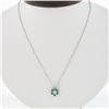 Image 1 : NEW 14k White Gold 0.83 ctw Diamond & Emerald Halo Flower Cluster Pendant Neckla