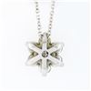 Image 5 : NEW 14k White Gold 0.83 ctw Diamond & Emerald Halo Flower Cluster Pendant Neckla
