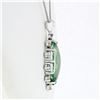 Image 3 : Vintage 14K White Gold Marquise Green Amethyst & 1.15 ctw Diamond Pendant Neckla