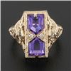 Image 2 : 14K Rose Gold 1.80 ctw Amethyst W/ Diamond & Filigree Milgrain Etched Dinner Rin