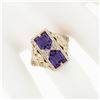 Image 3 : 14K Rose Gold 1.80 ctw Amethyst W/ Diamond & Filigree Milgrain Etched Dinner Rin