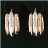 Image 3 : New 14k Rose & White Gold Triple Puffed Tube Round Hoop Earrings