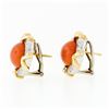 Image 5 : Tiffany & Co. 1985 18k Yellow Gold & Platinum GIA Coral & Diamond Button Earring