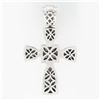 Image 3 : LARGE Men's 14k White Gold 10.75 ctw Princess Round Diamond Cross Heavy Pendant