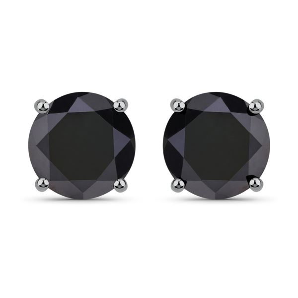14KT White Gold 3.24ctw Black Diamond Earrings