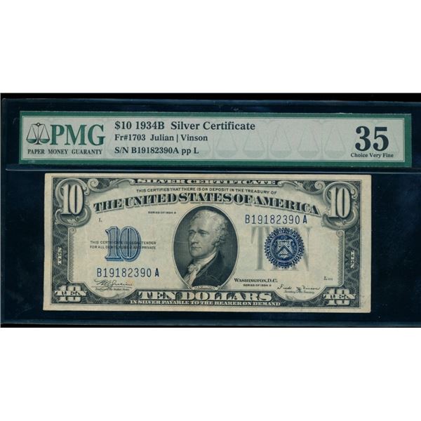 1934B $10 Silver Certificate PMG 35