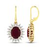Image 4 : 14KT Yellow Gold 4.60ctw Ruby and Diamond Earrings